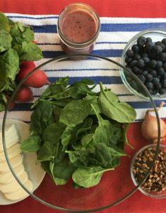 sweet and spicy spinach salad July 4th