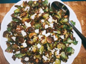 Roasted Brussel Sprouts with Balsamic Vinegar and Parmesan Cheese