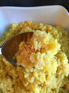 rumi spice risotto with spoon saffron thread