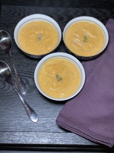 overhead shot of butternut squash soup