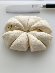bagel dough cut into 8 pieces