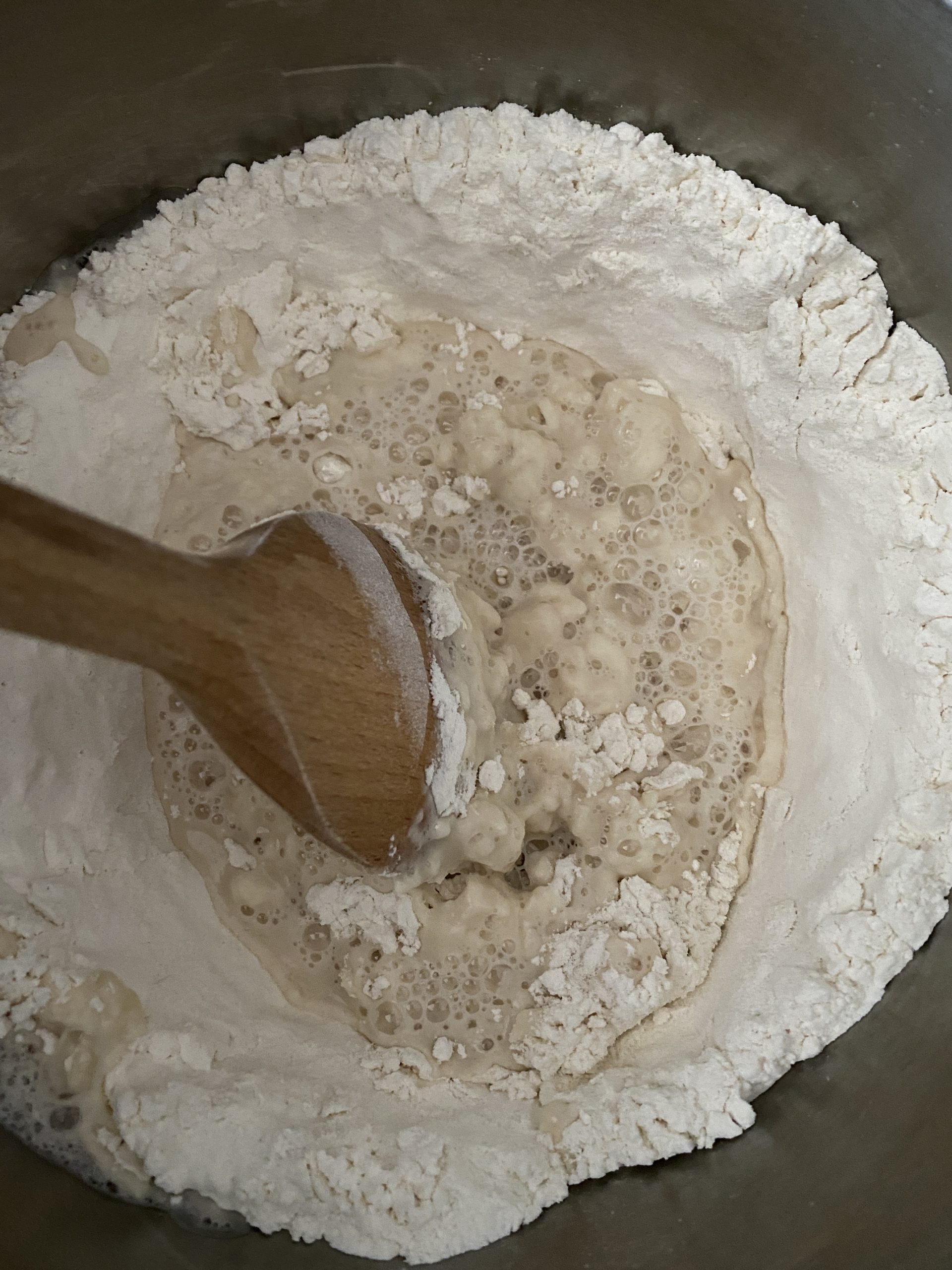 yeast to flour mixture bagels