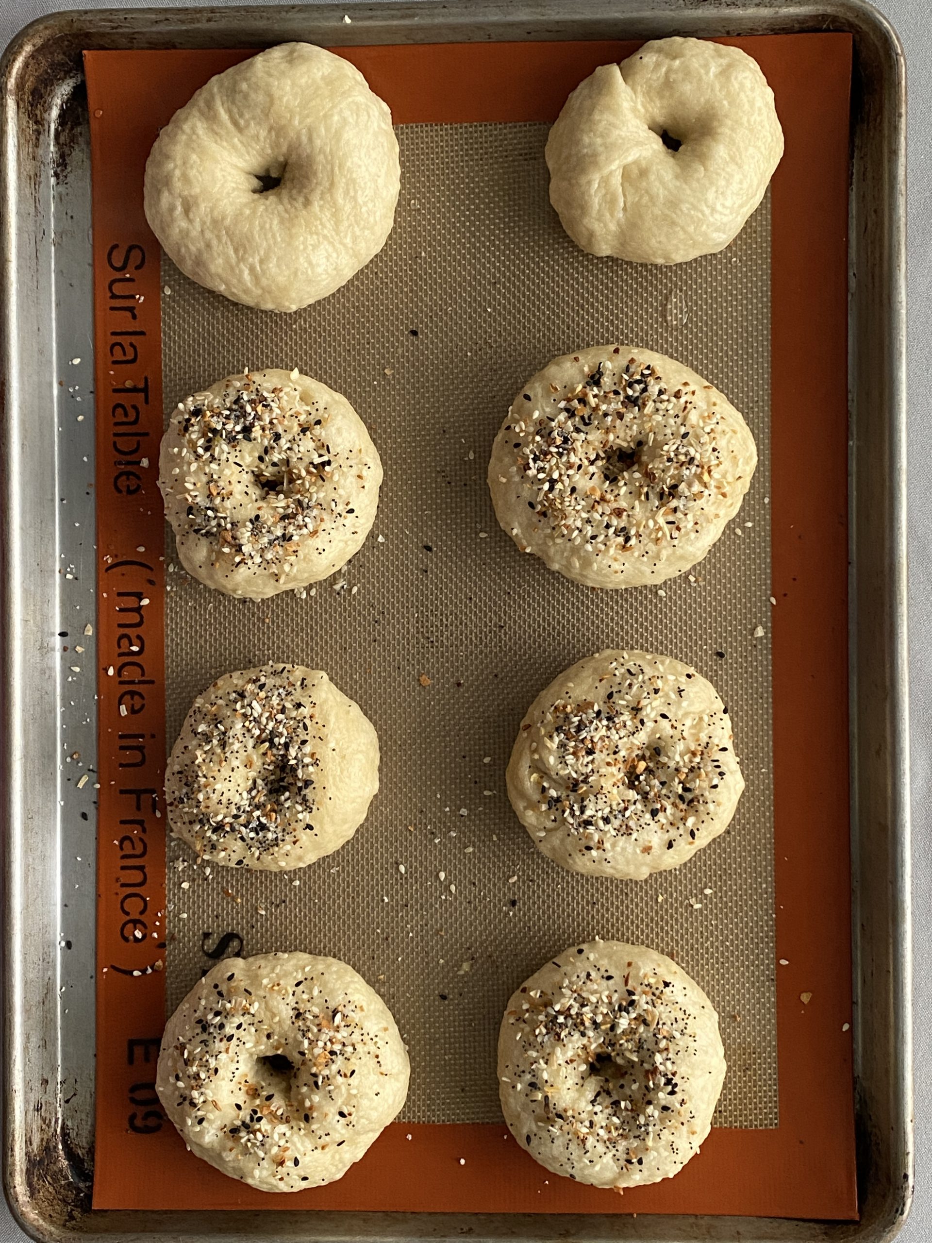bagels with seasonings before oven