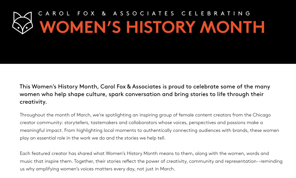 Women's History Month - Carol Fox & Associates
